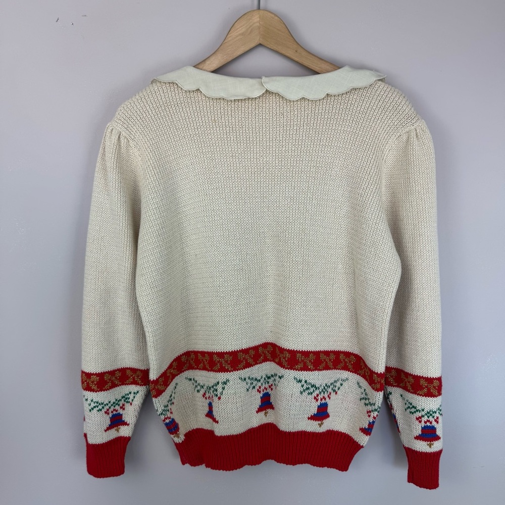 Sweater Loft New York Vintage Ugly Christmas Sweater 1980s Peter Pan Collar M - Picture 12 of 14